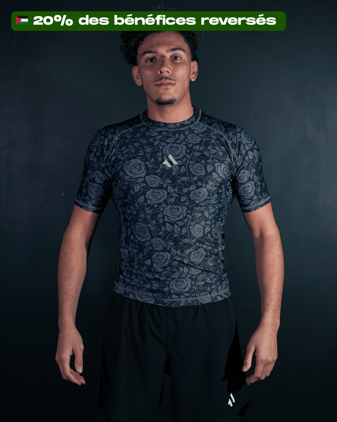 RASHGUARD "FREE PALESTINE" NOIR