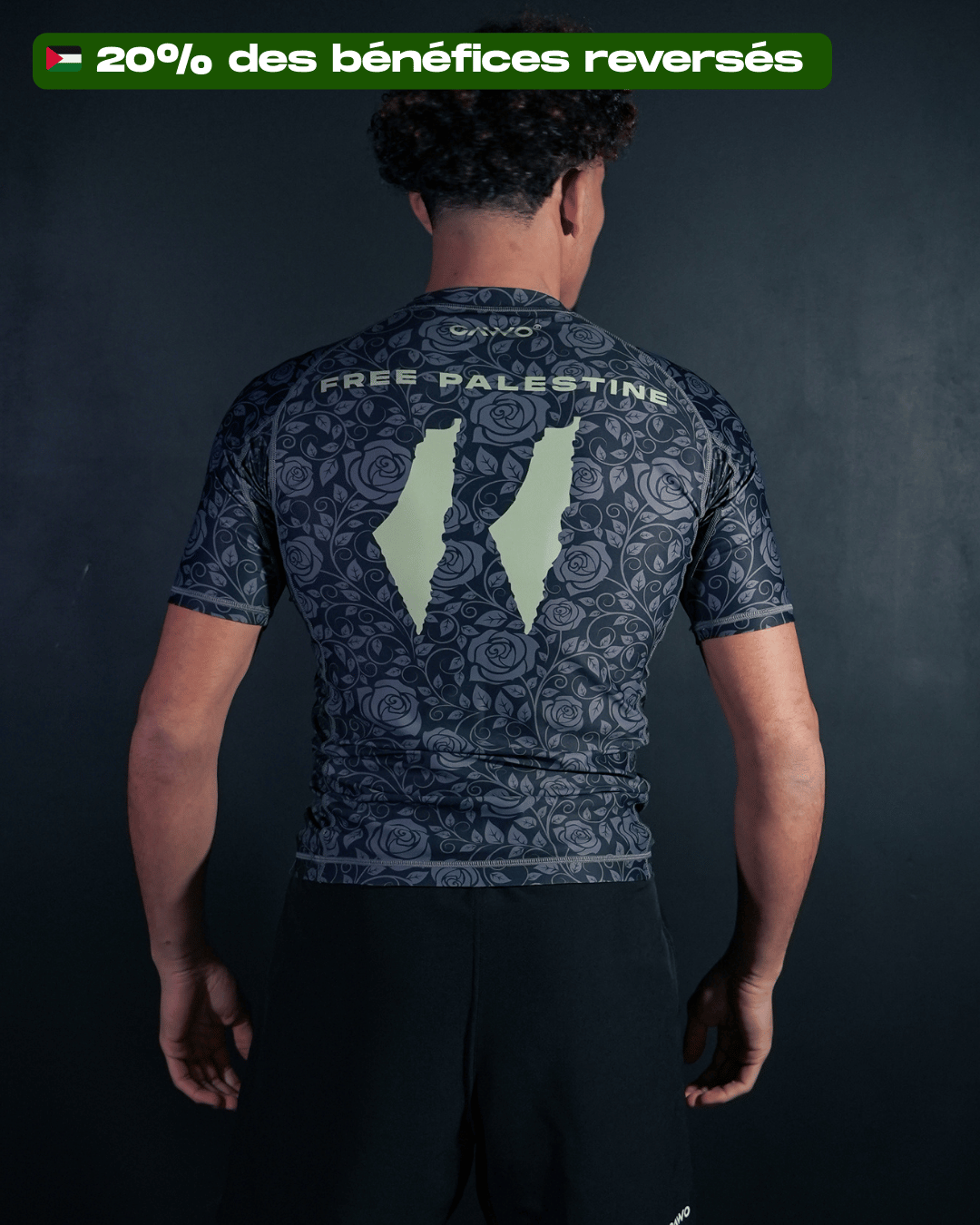RASHGUARD "FREE PALESTINE" NOIR