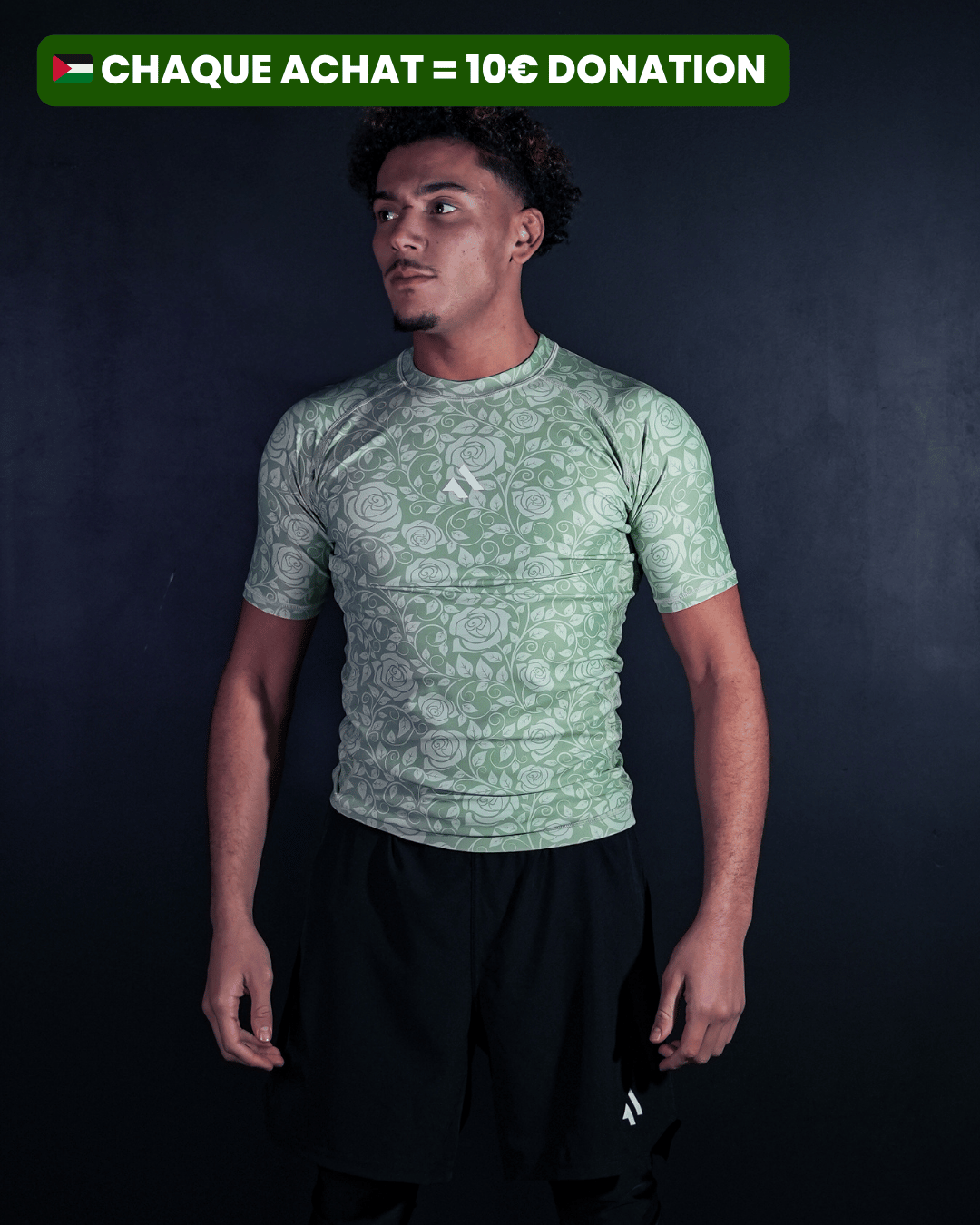 RASHGUARD “FREE PALESTINE” GREEN